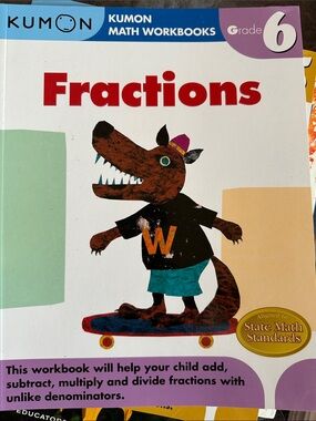 Grade 6 Fractions Workbook - Red & Teal Cover